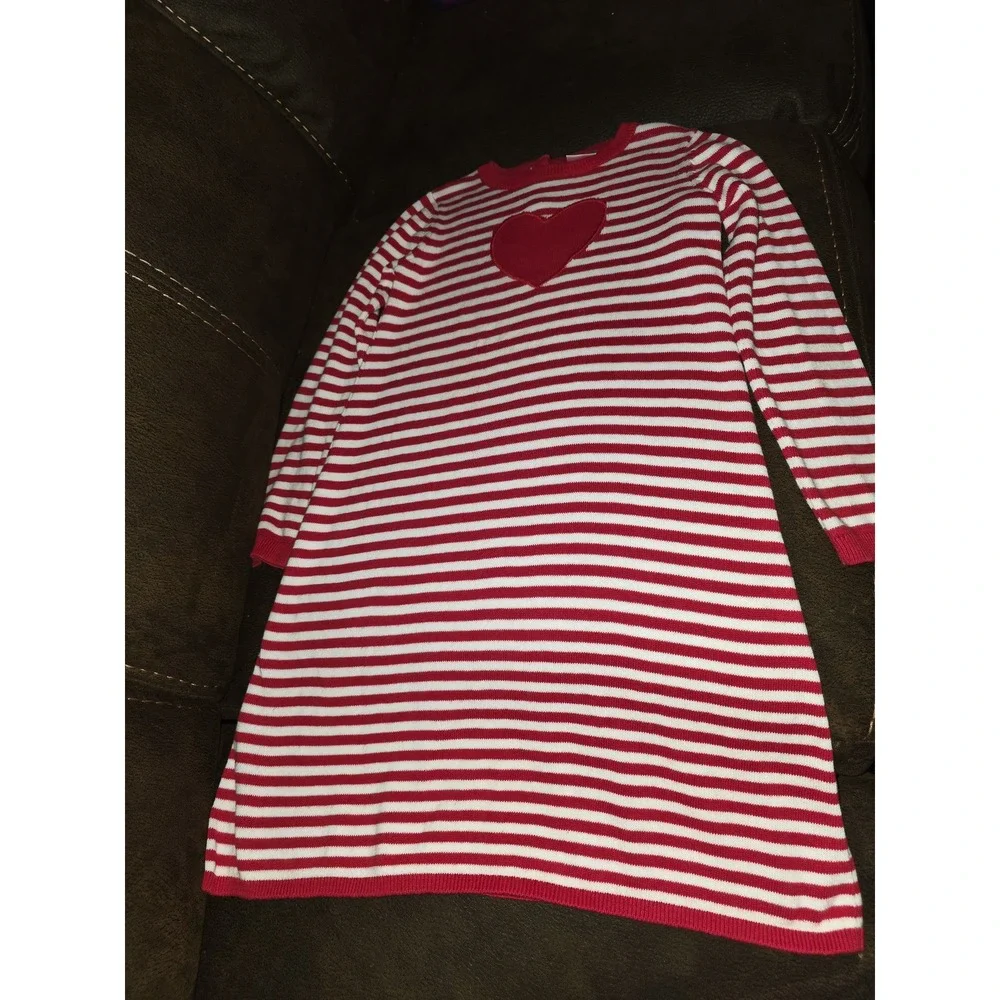 Gymboree valentine's day red white striped sweater dress heart size 5t